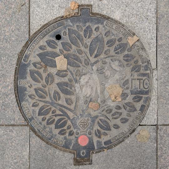 Telephone Cable Manhole Cover with Floral Pattern